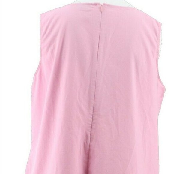 NWT JOAN RIVERS‎ PINK REGULAR LENGTH SLEEVELESS DENIM DRESS WITH FLOUNCE MEDIUM - Picture 7 of 12